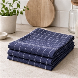 3-pack kökshanddukar i bomull 50x70 cm med hängögla, mörkblå