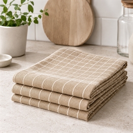 3-pack kökshanddukar i bomull 50x70 cm med hängögla, beige