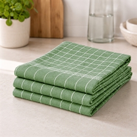 3-pack kökshanddukar i bomull 50x70 cm med hängögla, grön