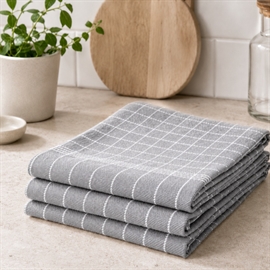 3-pack kökshanddukar i bomull 50x70 cm med hängögla, ljusgrå