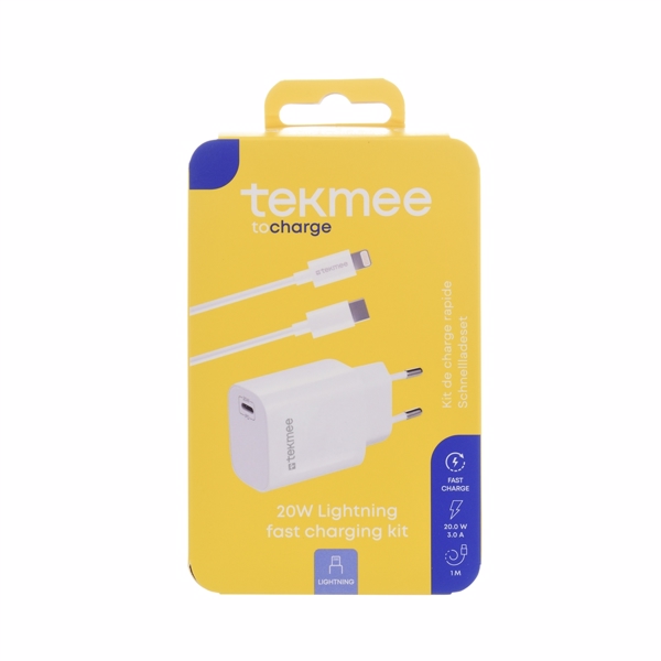 Tekmee 230V strömkontakt inklusive USB-C till Lightning 1 meter