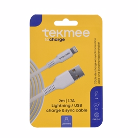 Tekmee 2A Vit USB-kabel 2 meter