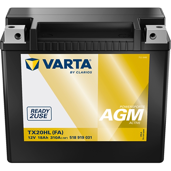 Varta 518 919 031 Powersports AGM Active MC batteri 12 volt 18Ah (+pol till höger)