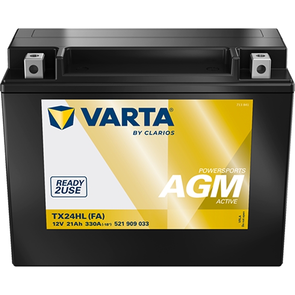 Varta 521 909 033 Powersports AGM Active MC-batteri 12 volt 21Ah (+pol till höger)