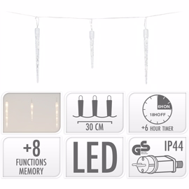 LED-ljuskedja istappar med timer (6,9 meter)