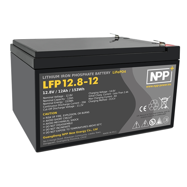 NPP Power Lithiumbatteri 12V/12Ah (parallell + serieanslutning)