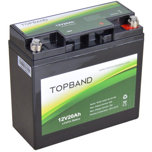TOPBAND litiumbatteri 12V 20Ah (parallel + serie forbindelse)