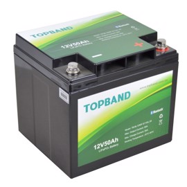 TOPBAND litiumbatteri 12V 50Ah med app-övervakning
