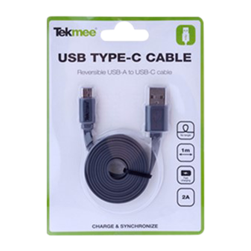 Grå USB-C-kabel 1m platt