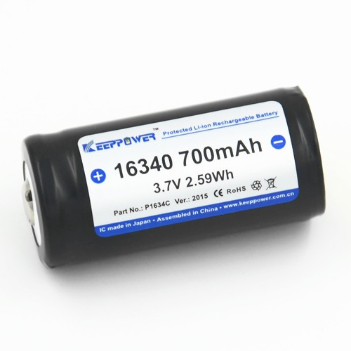 Keeppower 16340 RCR123 3,7 volt litiumjonbatteri med 700 mAh skyddskrets