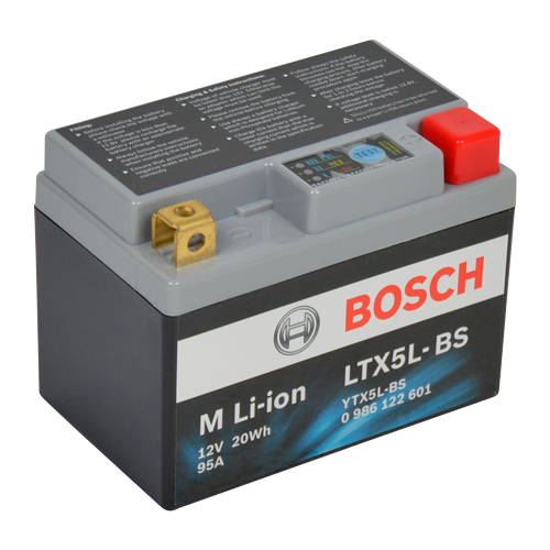 Bosch MC litiumbatteri LTX5L-BS 12 volt 1,6Ah +pol till höger