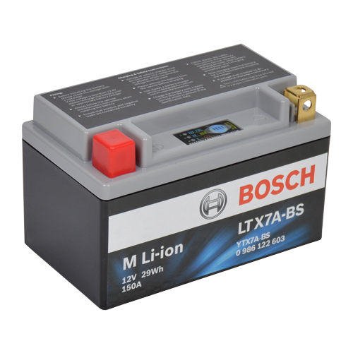 Bosch MC litiumbatteri LTX7A-BS 12 volt 2,4Ah +pol till vänster