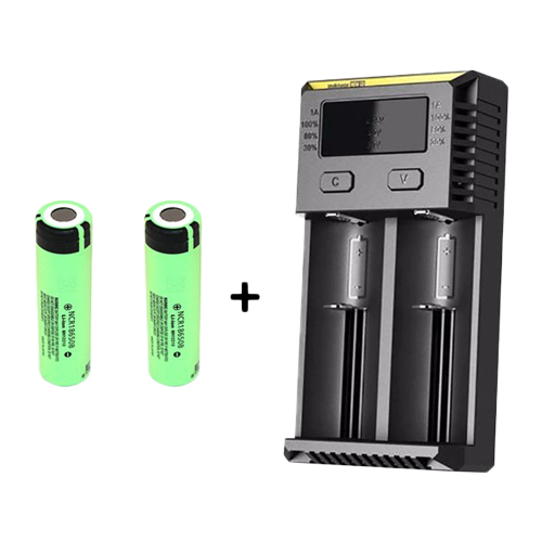 Nitecore NEW I2 Litiumjonladdare + 2 st Panasonic NCR18650B 3400 mAh batterier.