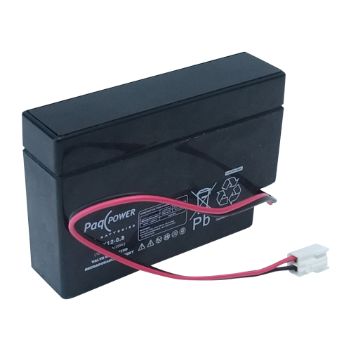 12 volts blybatteri 0,8 Ah med kabel CP1208