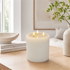 LED blockljus med 3 vekar Vaxljus med Resin 15 x 15 cm, Whisper White