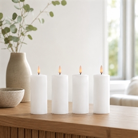 4-pack LED blockljus Ø: 5 x 12,5 cm vaxljus med resin, vit