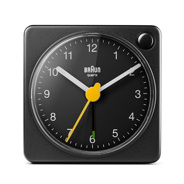 Braun BC02XB Analogisk reseväckarklocka med ljus och snooze, svart