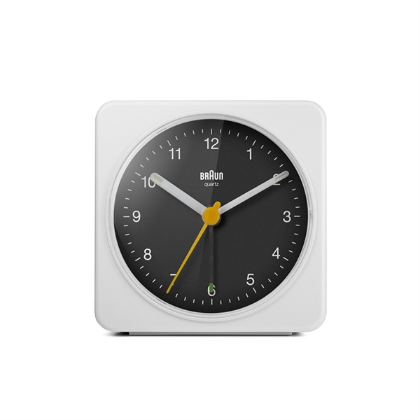 Braun BC03WB Analog väckarklocka med tyst urverk, vit/svart