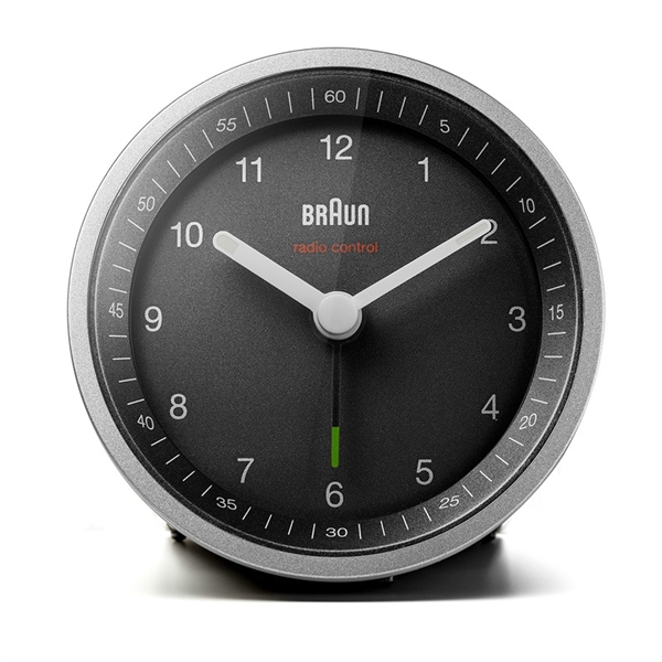 Braun BC07SB-DCF Radiostyrd analog väckarklocka, silver/svart