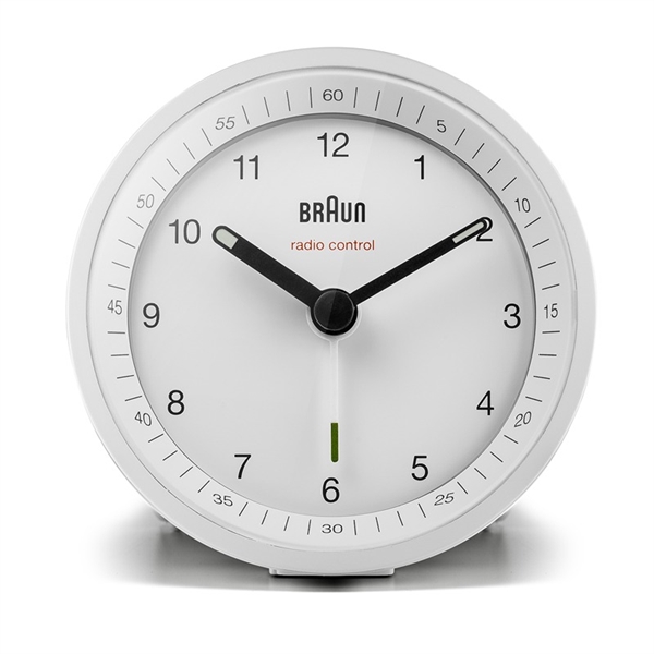 Braun BC07W-DCF Radiostyrd analog väckarklocka, vit