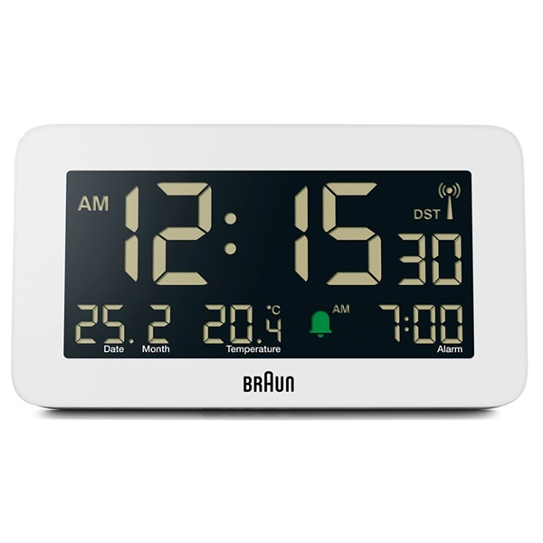 Braun BC10W-DCF Radiostyrd Digital Väckarklocka, Vit