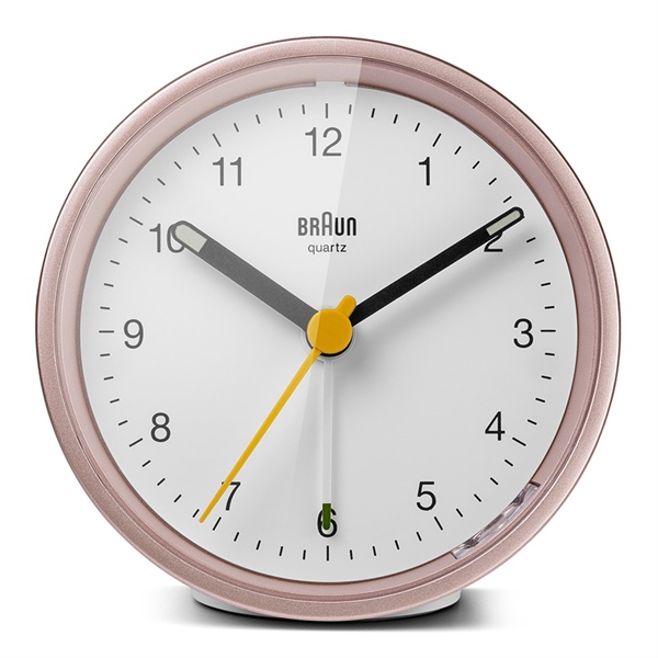 Braun BC12PW Analog väckarklocka med ljus och snooze, rosa/vit