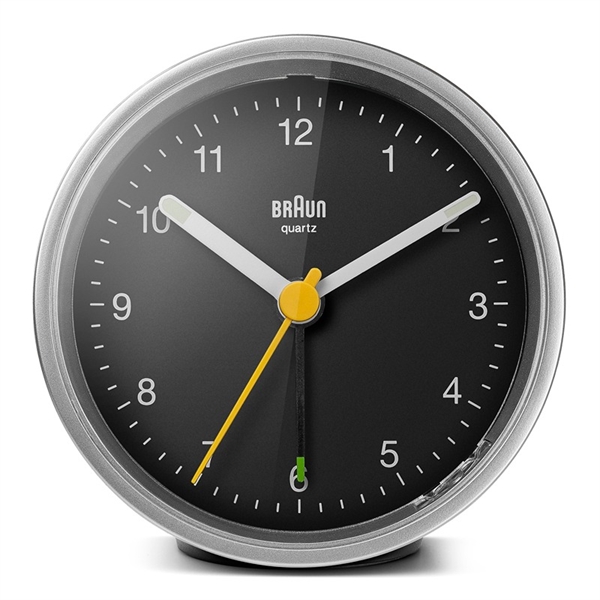 Braun BC12SB Analog väckarklocka med ljus och snooze, silver/svart