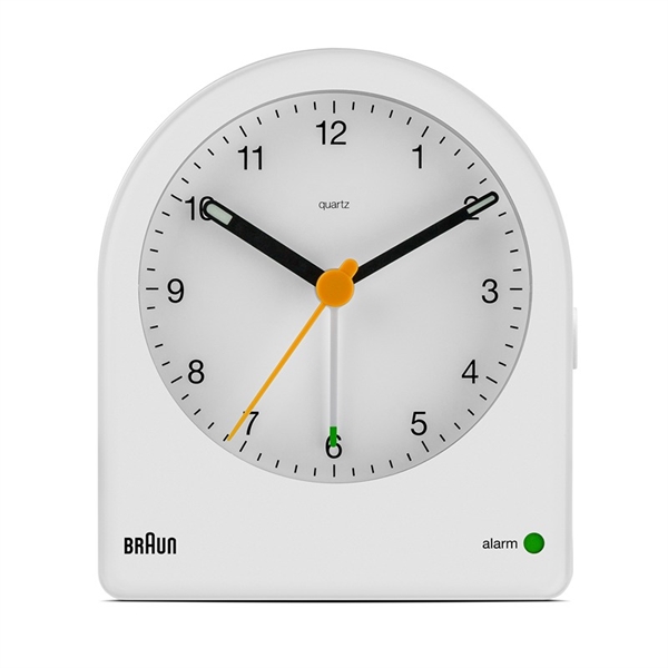 Braun BC22W Analog väckarklocka med nattljus och snooze, vit