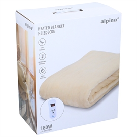 Alpina Elektrisk värmefilt 180 x 130 cm – 10 värmenivåer, elfenben