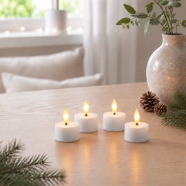 4-pack Uppladdningsbara LED värmeljus – Laddningsbas och fjärrkontroll, Vit