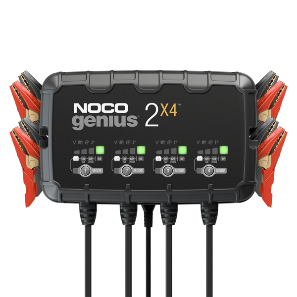 Noco Genius 2x4 laddare 2Ah 6 / 12V kan ladda 4 batterier