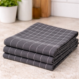 3-pack kökshanddukar i bomull 50 x 70 cm med ögla, mörkgrå