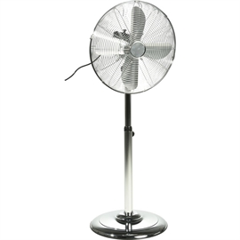 Golvfläkt med horisontell oscillation, justerbar höjd: 120 cm, kromfärg