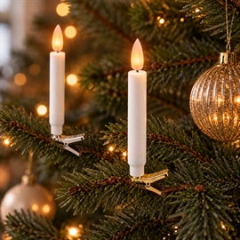 LED julgransljus med fjärrkontroll och hållare 10 st - Passar till Georg Jensen, Guld/Silver