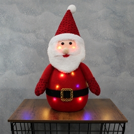 LED Tomte 42 cm med färgat ljus – julfigur i filt, röd