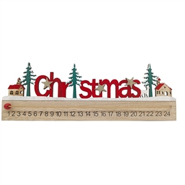Christmas Julkalender 1-24 i Trä 40 cm. med Flyttbar Röd Kula