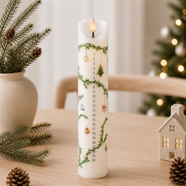 LED Kalenderljus med juldekoration 27 cm vaxljus med timer, vit