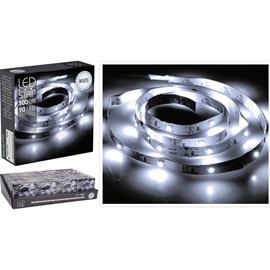 LED Strip 3 m med 90 LED, Kallvit – Batteridriven