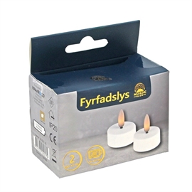 LED värmeljus 2 st. med 3D flamma och Timer, Vit