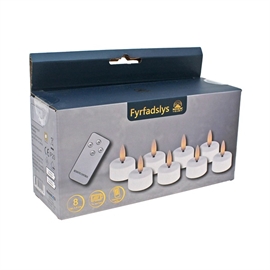 LED Värmeljus 8 st. med 3D-flamma och Fjärrkontroll, Vit