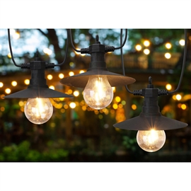 LED Party Ljusslinga 2,5 m, 6 LED Filamentlampor med Glatta Skärmar, Varmvit