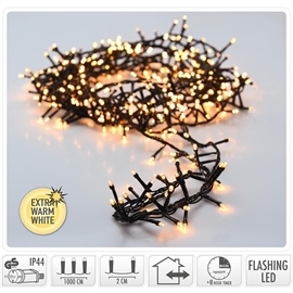 LED Ljusslinga 10 m 500 LED med Timer och Blink, Extra Varm Vit