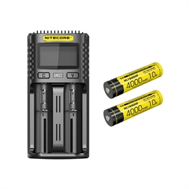 Nitecore UMS2 Laddare - Set med 2 st. NL1840HP Batterier