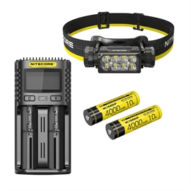 Nitecore HC65 UHE Pannlampa - Set med 1 st. Extra NL1840HP Batteri och UM2 Laddare