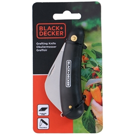 Black+Decker ympkniv – Fällbar trädgårdskniv i rostfritt stål, svart