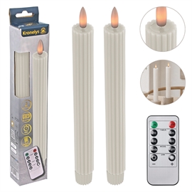 LED kronljus 25 cm 2 st. Räfflade vaxljus med resin-topp, Whisper White