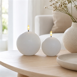 2-pack LED runda ljus i rustikt vax, 10 x 9 & 12 x 10 cm, Whisper White