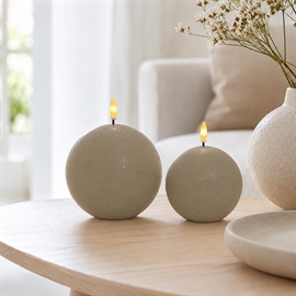 2-pack LED runda ljus i rustikt vax, 10 x 9 & 12 x 10 cm, Latte