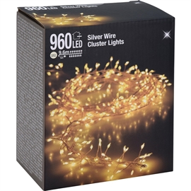 Led Cluster Ljusslinga Silverwire 9,6 m 960 LED, Varmvit