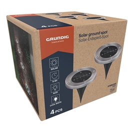 Grundig Solcell Jordspot 4-pack – 4 LED Trädgårdsbelysning, Silver